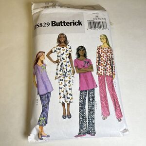 Butterick 5829 Misses' Pajamas Sleepwear Top Pant Sewing Pattern Size L-XL-XXL